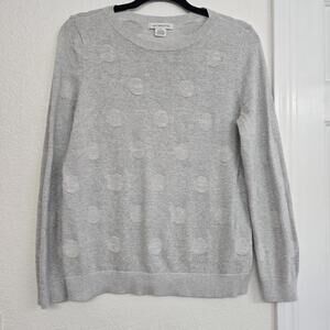 Liz Claiborne Women's Gray Metallic Silver Long Sleeve Pullover Sweater Size L
